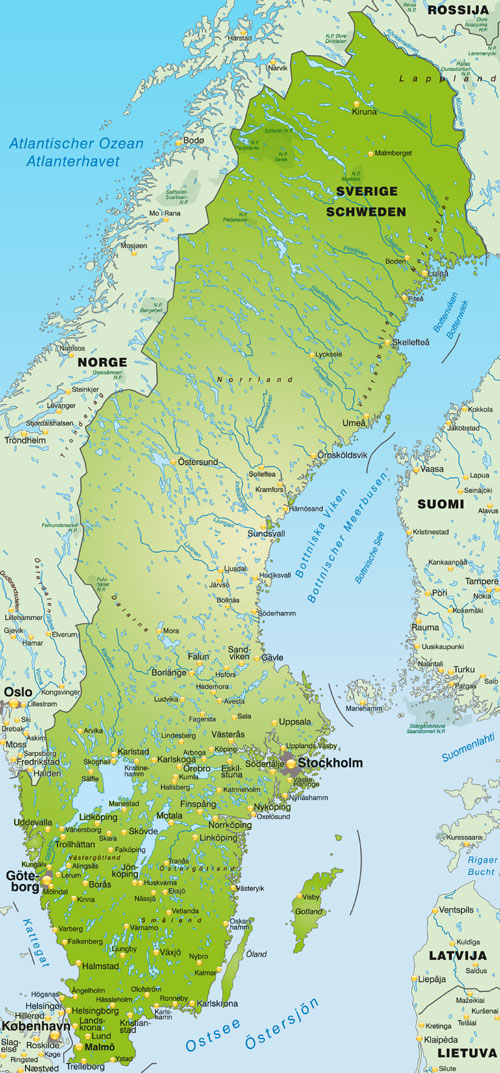 Mapa Szwecji